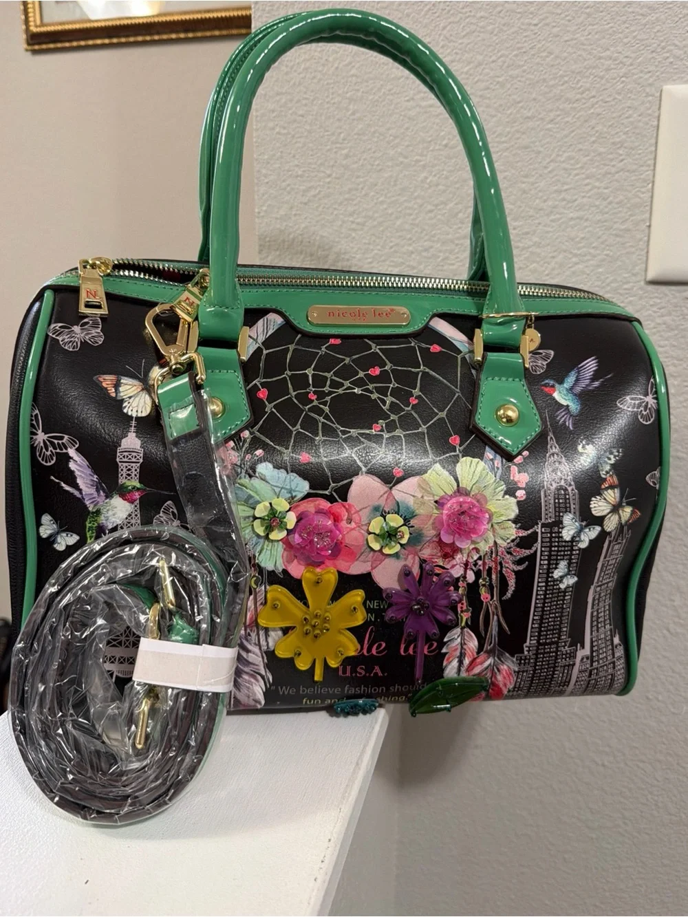 NWT NICOLE LEE USA Satchel Handbag Multicolor “Tonight For You “